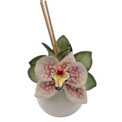 Bomboniera battesimo profumatore piccolo Capodimonte orchidea rosa